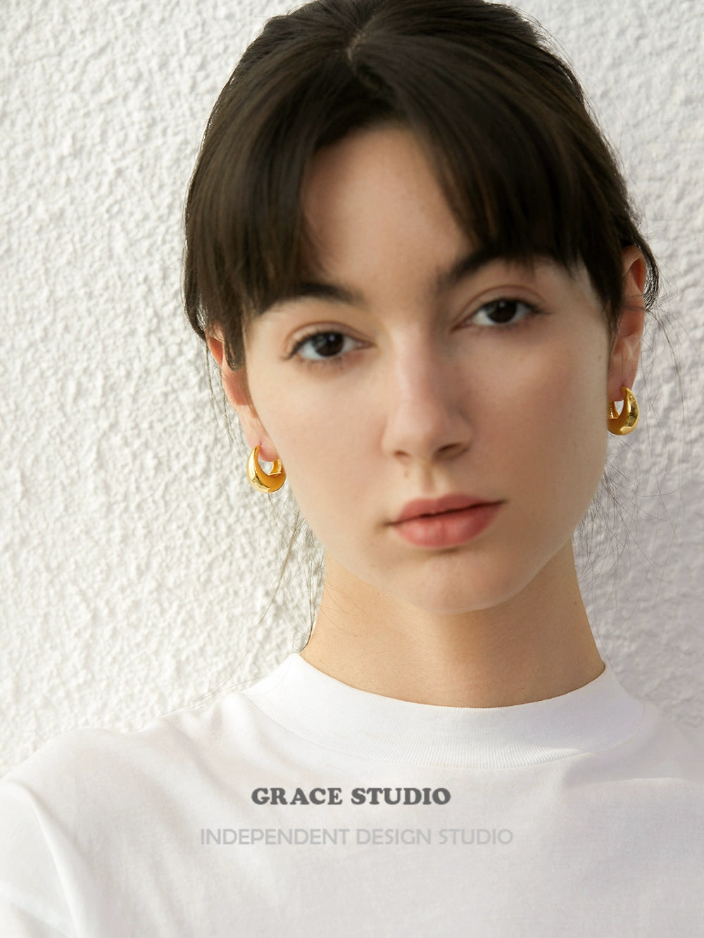Glossy Dome-Shaped Hoop Pierced Earrings_BDHL7675