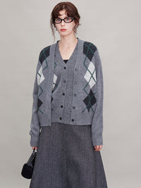 Argyle Knitted Vest Or Cardigan_BDHL6630