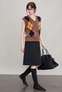 Argyle Knitted Vest Or Cardigan_BDHL6630