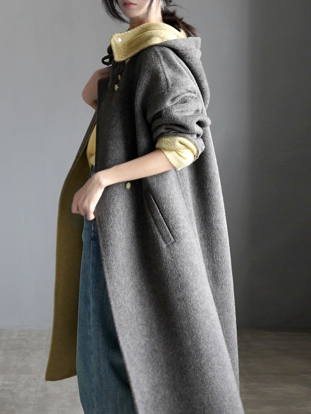 Hooded Relaxed Fit Long Coat_BDHL7926