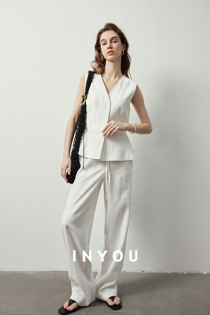 Draped Elastic Waist Wide Pants_BDHL6122