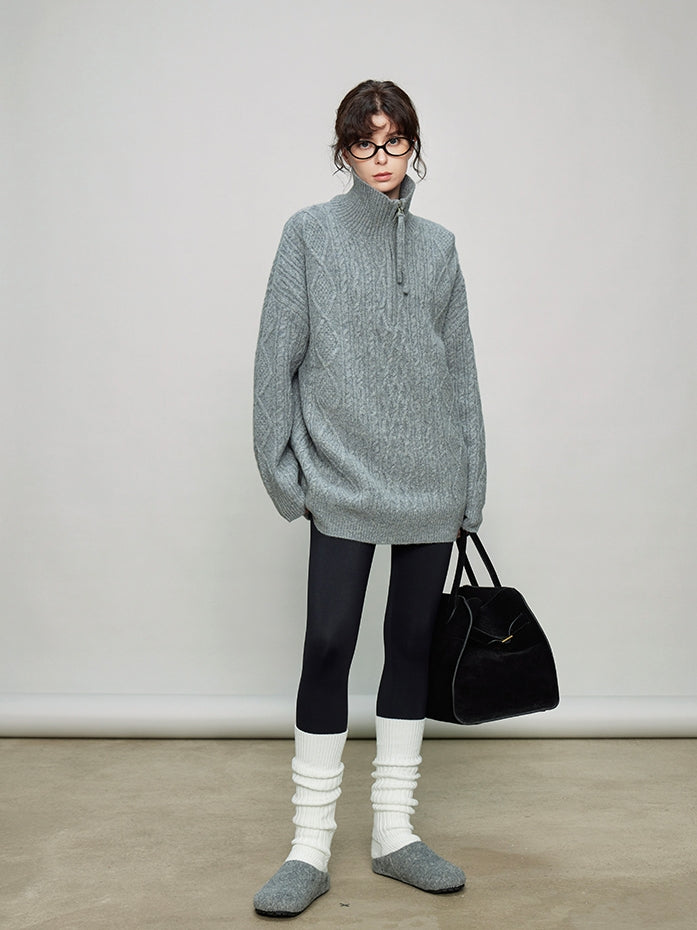 Stand Collar Half-Zip Tops_BDHL7936