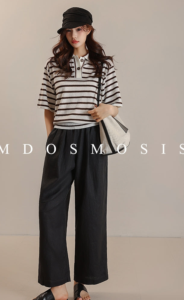 Waist Drawstring Wide Pants_BDHL7511