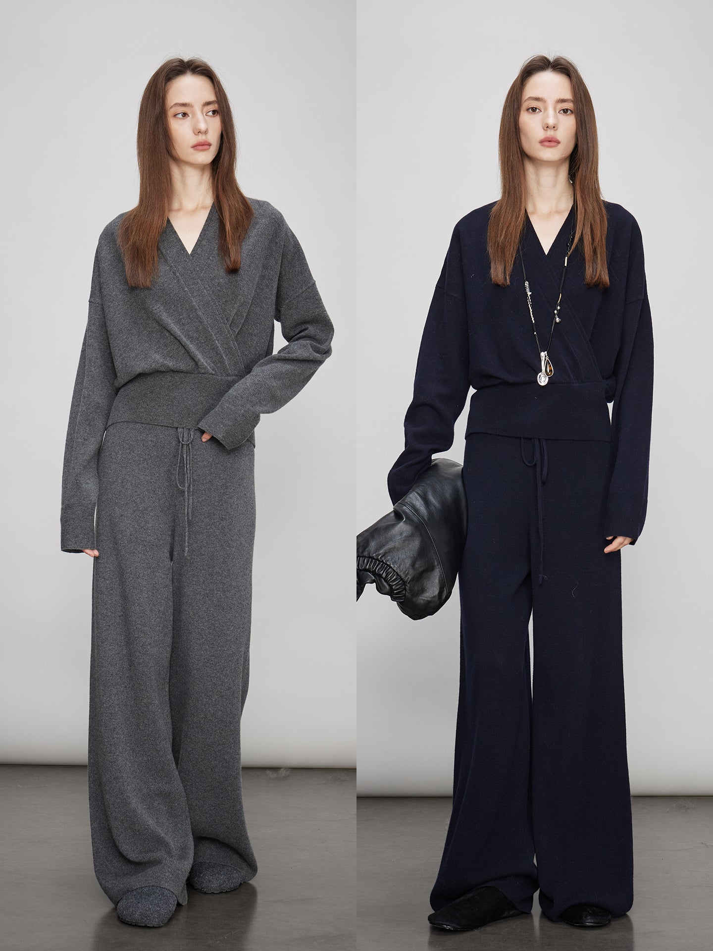 V-Neck Knit Tops Or Elasticated Waist Pants_BDHL7990