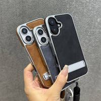 Sleek Edge Metallic Phone Case Shockproof with Hidden Support_HL3264