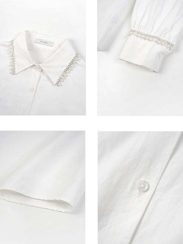 Pearl Polo Collar White Shirt_BDHL6460