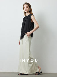 Press Pleated Sleeveless Tops_BDHL6144