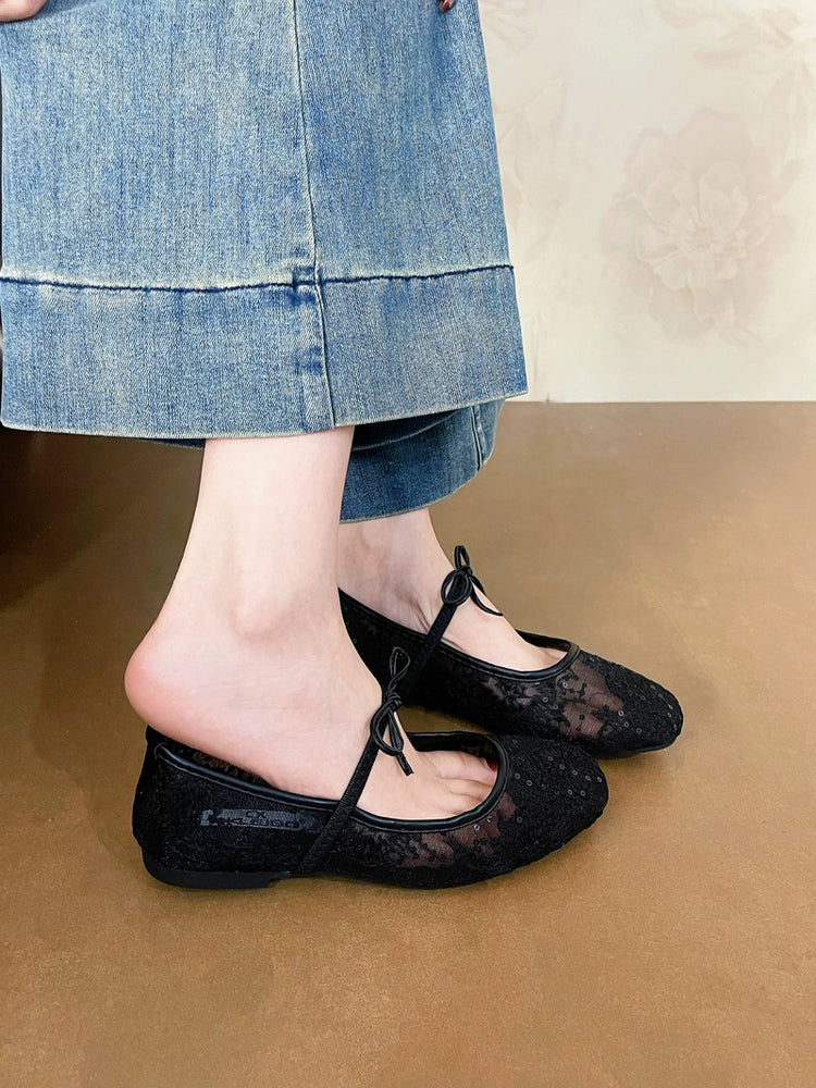 Lace Hollow Bowknot Shoes_BDHL7456