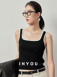 Square Neck Color Blocking Tank Top_BDHL6059