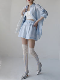 Thin Striped Tops and Shorts Set_BDHL6047