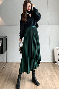 Irregular A-Line Pleated Skirt_BDHL7219