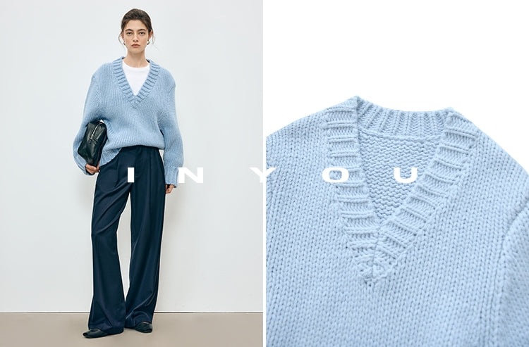 厚款V領針織上衣_BDHL7906