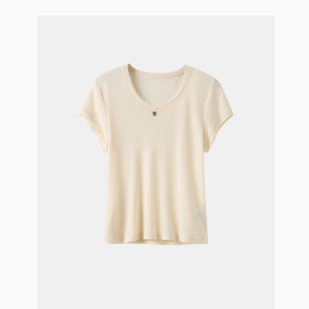 Tencel-Wool Slim Short-Sleeve Top_BDHL8335