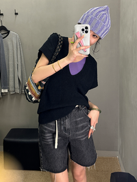 Deep V-Neck Knitted Vest_BDHL7253