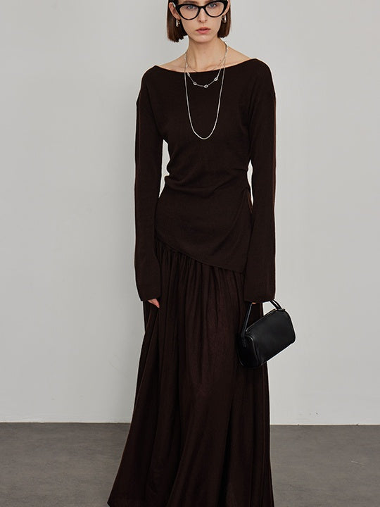Knitted Slit Tops or Pleated Skirt_BDHL6450