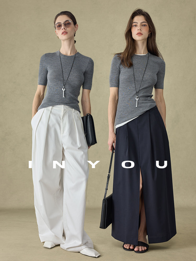 Round-Neck Seamless Slim-Fit Tops_BDHL7715