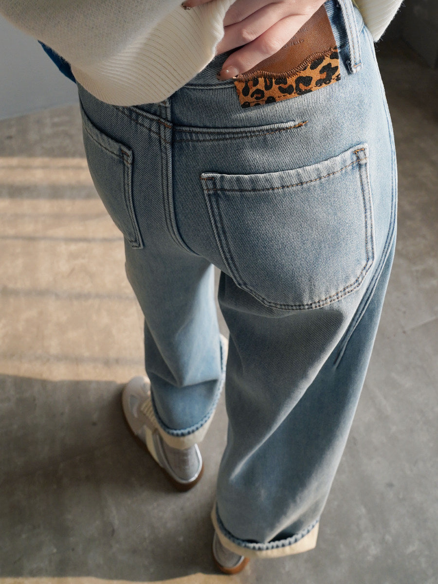 Lined Straight-Leg Denim Pants_BDHL8130