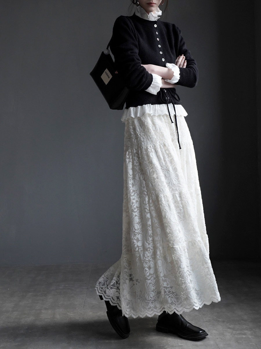 Embroidered Lace Skirt_BDHL8162