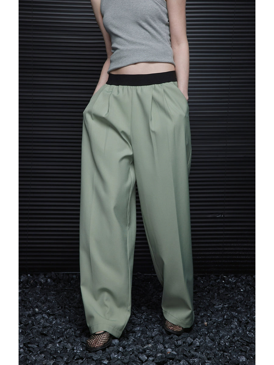 Light green casual straight pants_BDHL5926