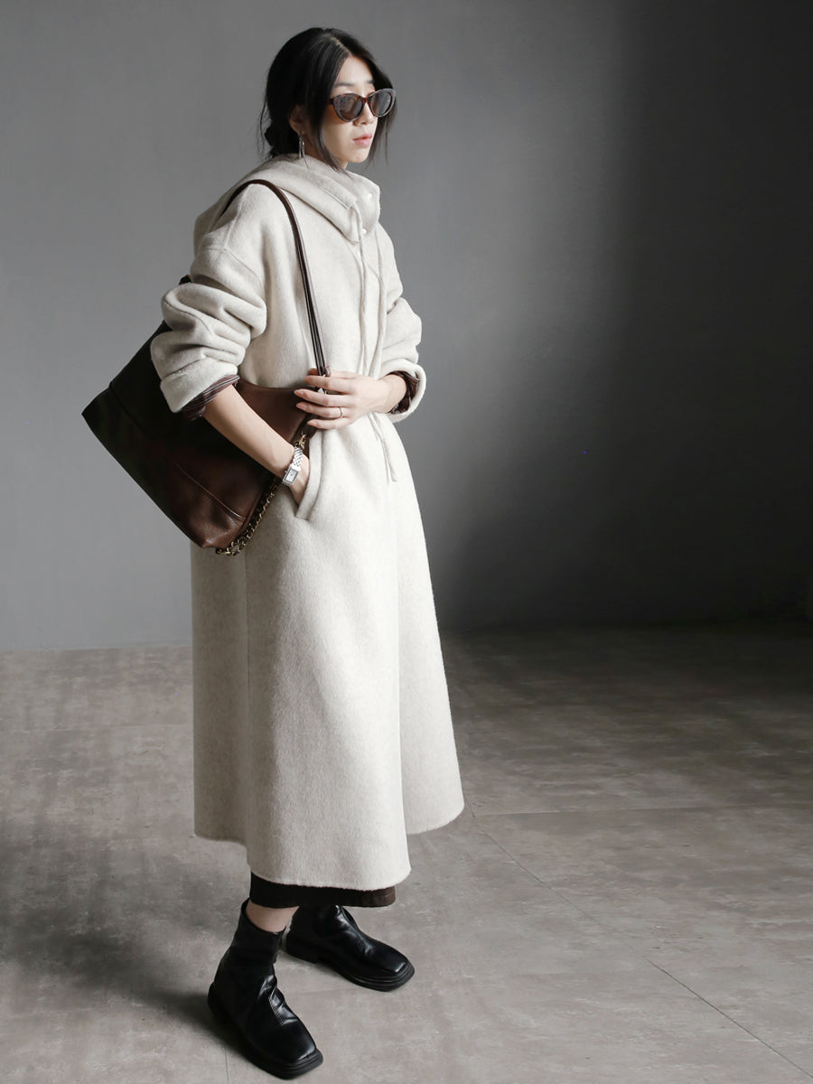 Hooded Relaxed Fit Long Coat_BDHL7926