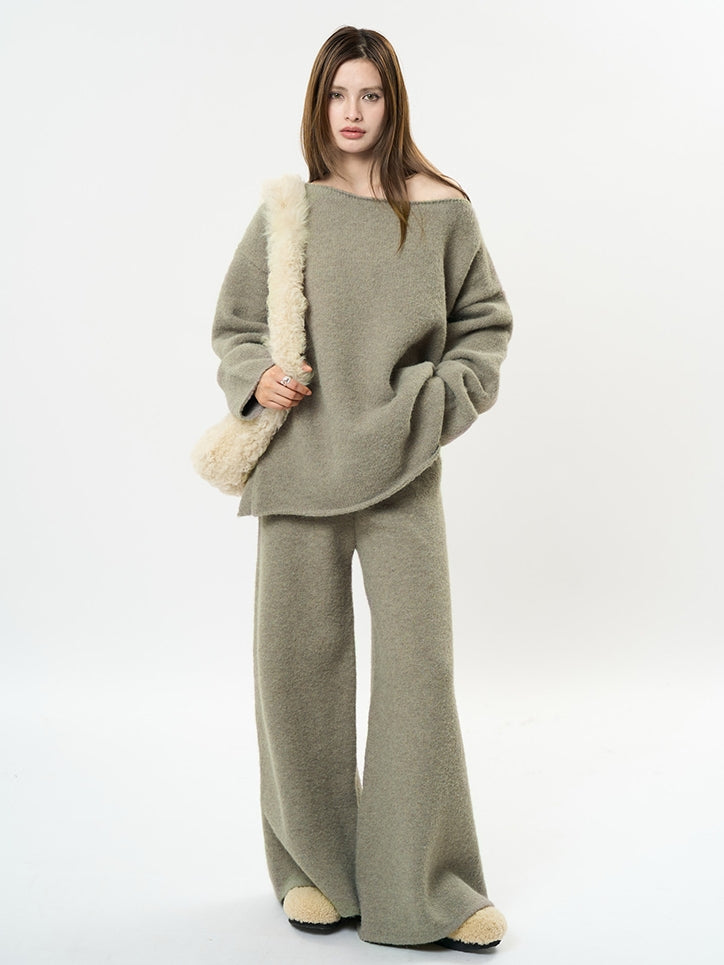 Fluffy Wide-Leg Knit Pants_BDHL6893