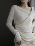 Diagonal Shoulder Knit Tops_BDHL7264