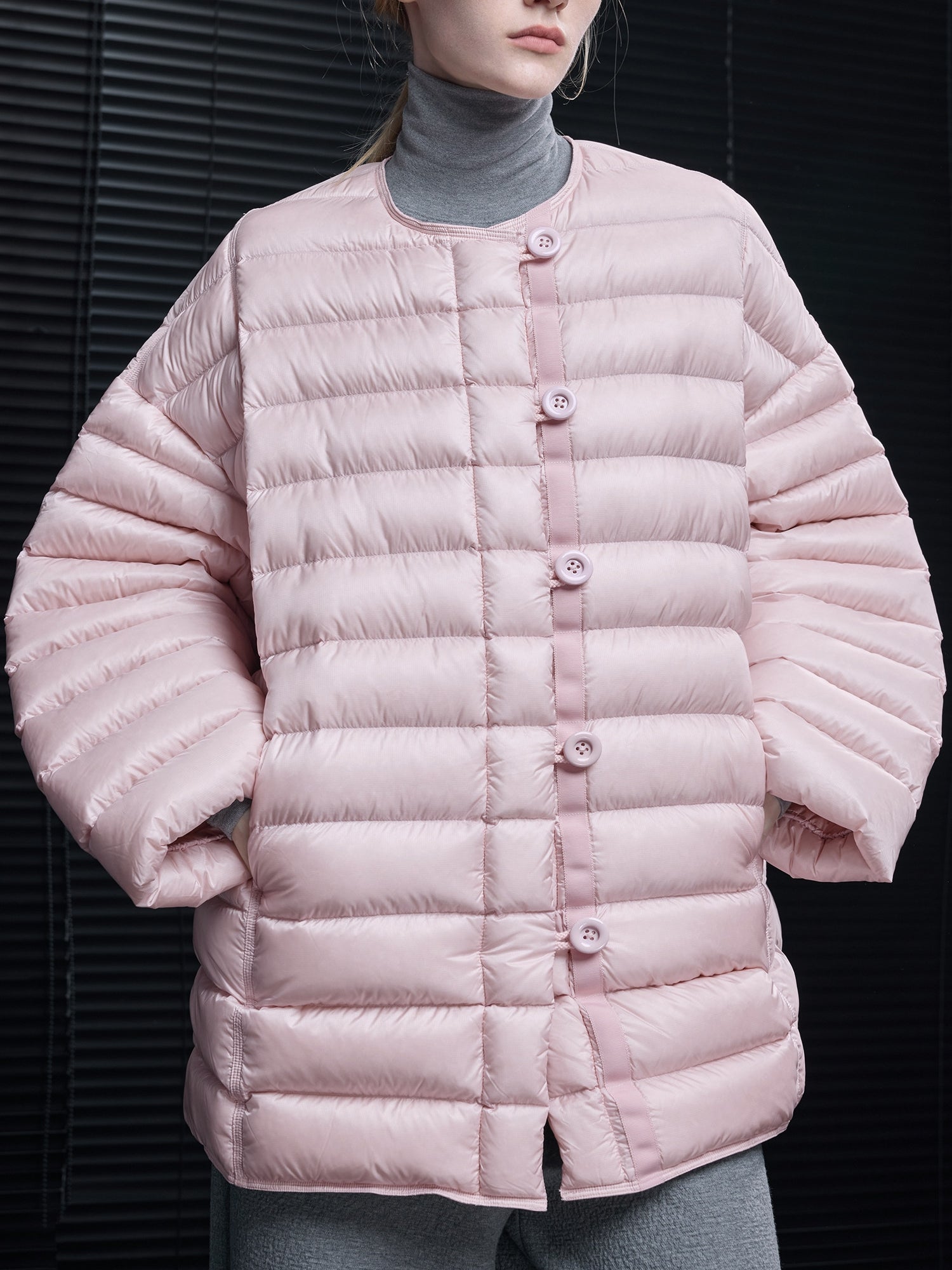 厚針織圓領羽絨外套_BDHL8075