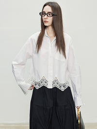 Lace Hollow Hem Shirt_BDHL7096