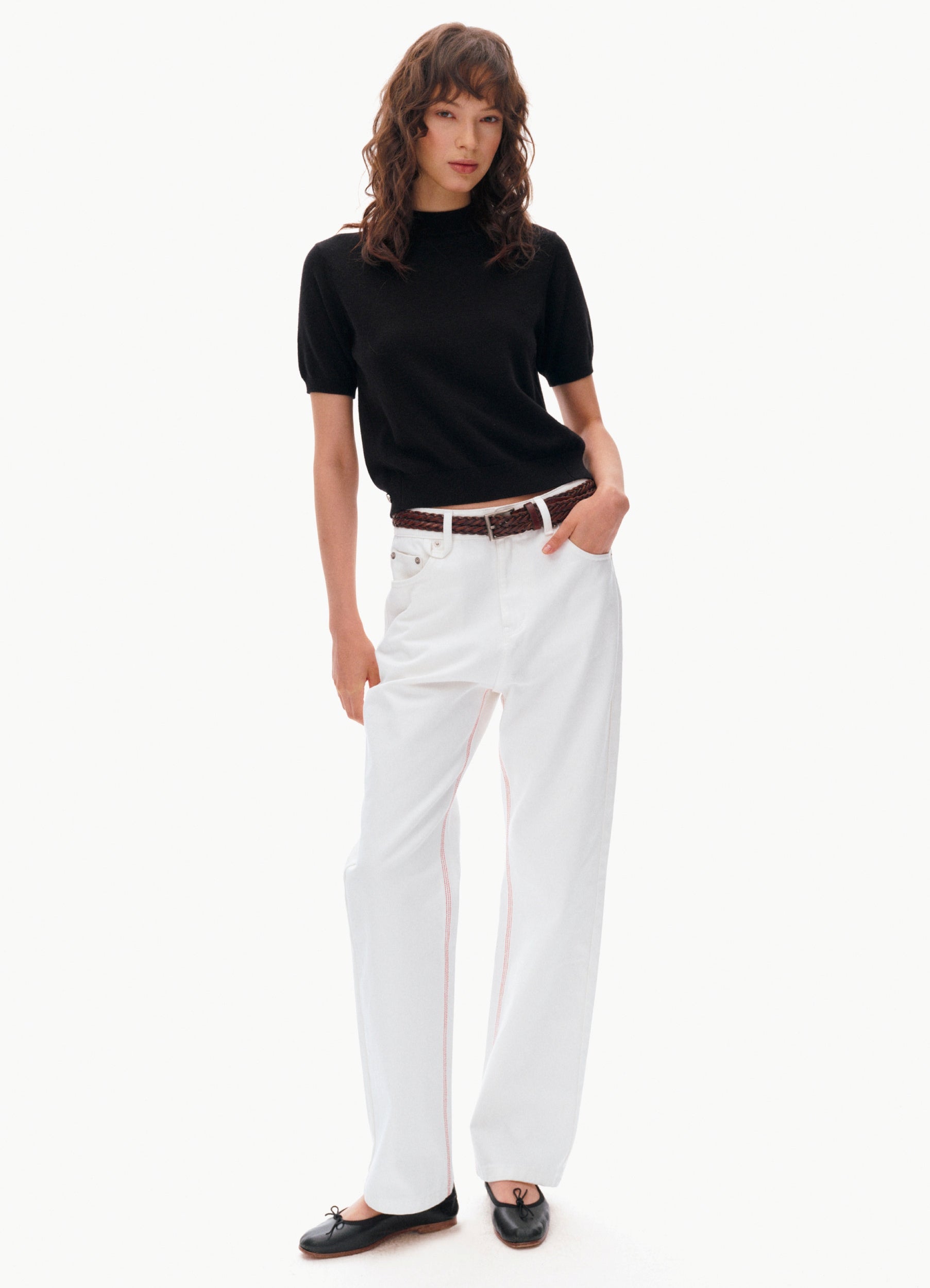 High-Neck Short-Sleeved Knit Tops_BDHL8106