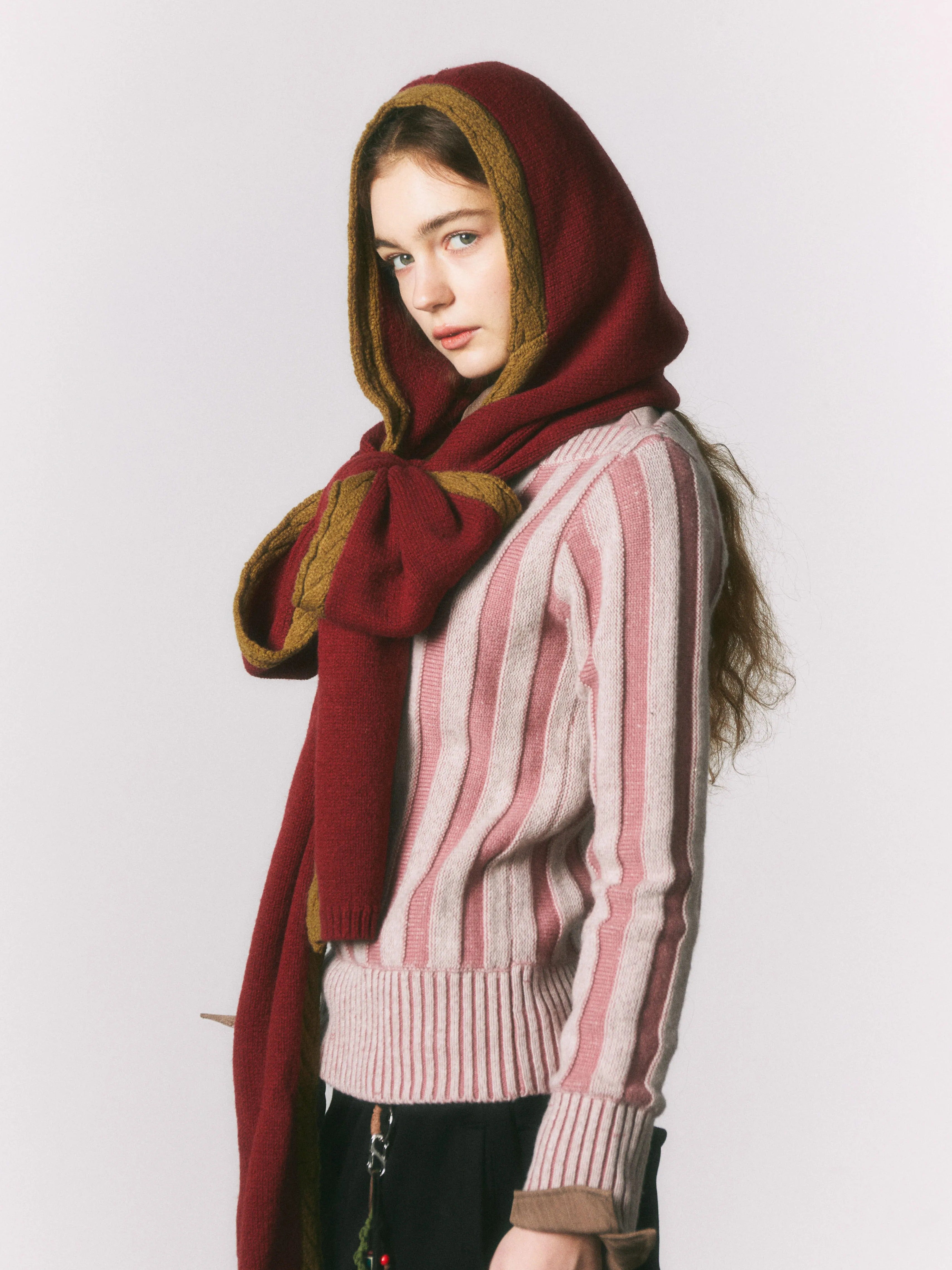 Contrast Colour Hooded Scarf_BDHL6963