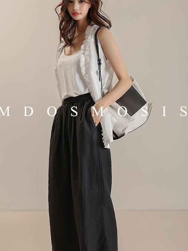 Waist Drawstring Wide Pants_BDHL7511