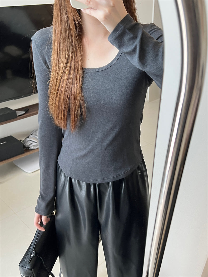 Black PU Leather Straight Pants_BDHL6764