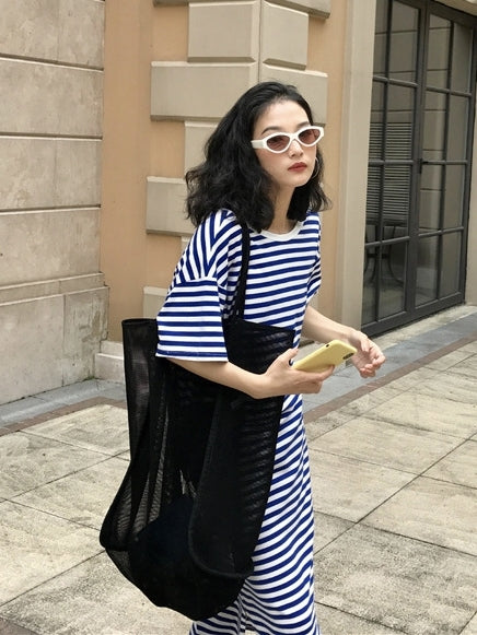 Backless Striped Sleeveless Dress_BDHL7548