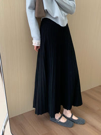 High Waist Slim Pleated Skirt_BDHL7055