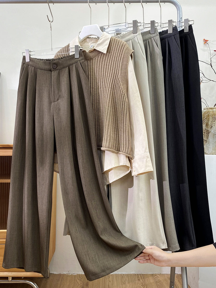 Retro Drape Pleated Pants_BDHL7818