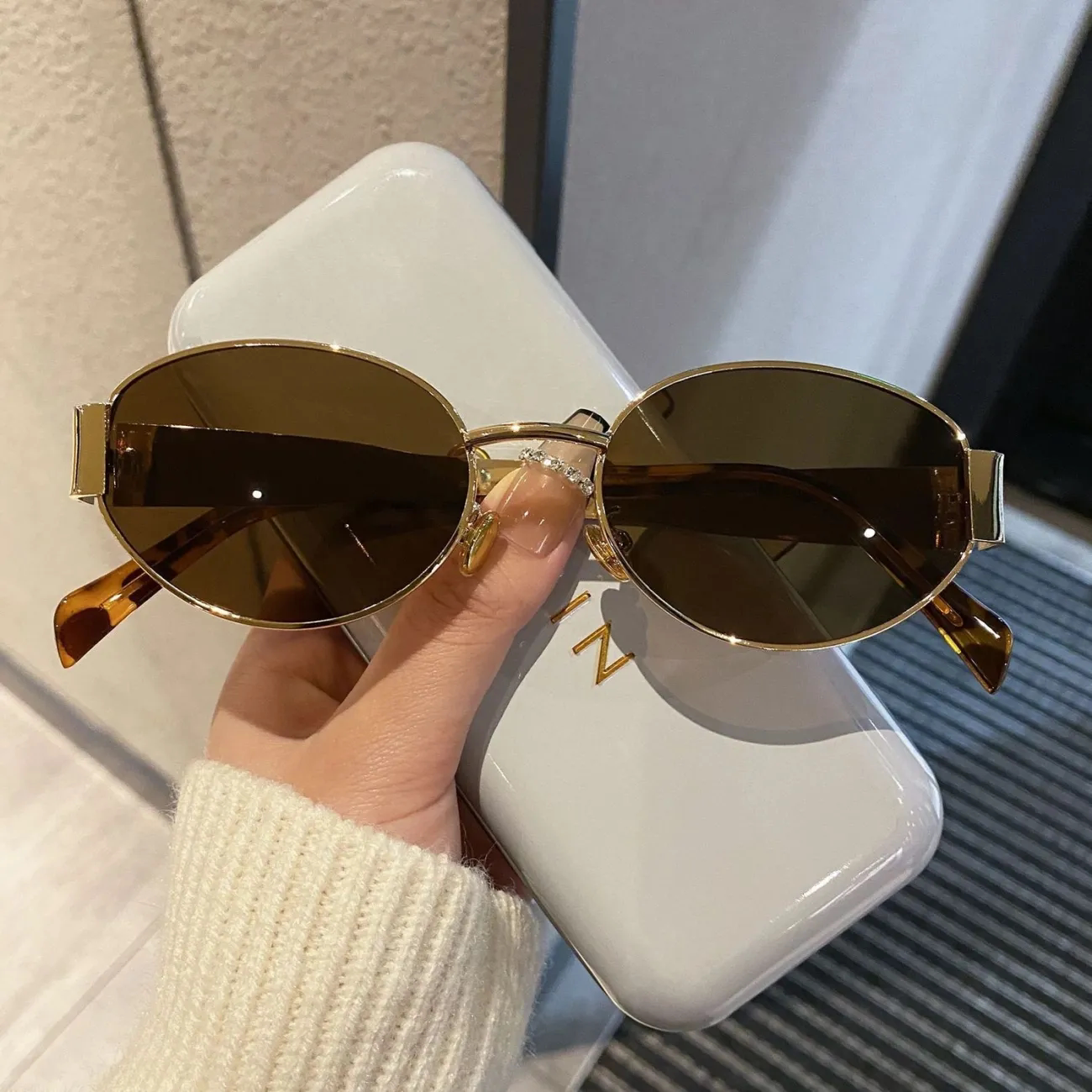 Rimless Oval Metal Sunglasses_BDHL8376