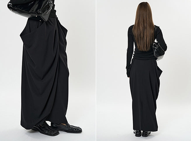 Irregular Pleated Long Skirt_BDHL6898