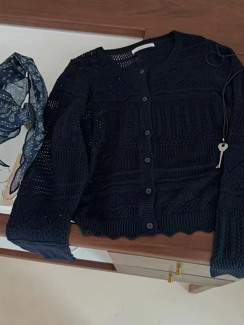 Hollow Knit Short Cardigan_BDHL7741