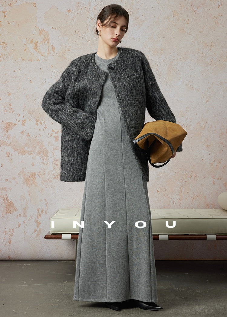 Tucked Slim Long Dress_BDHL6667