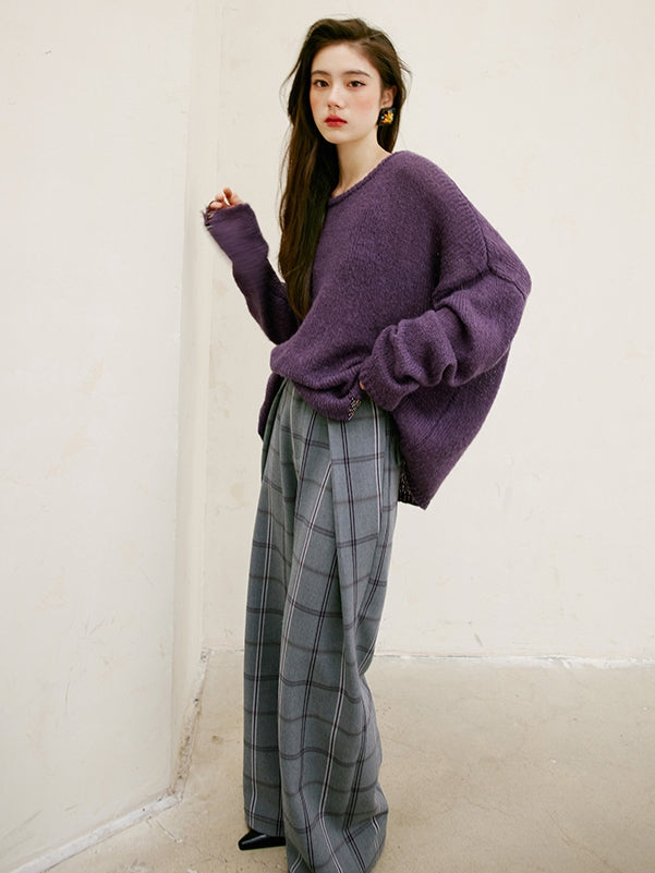 Relaxed Tucked Chequered Pants_BDHL6749