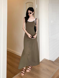 Back Cross Camisole Long Dress_BDHL6158