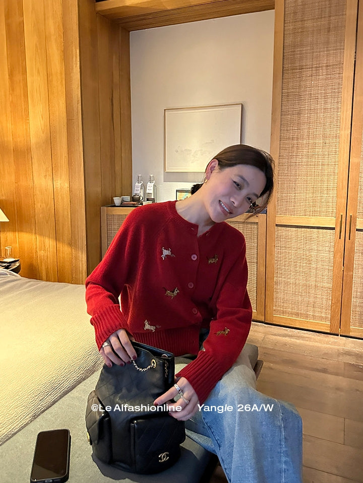 Beaded Embroidery Knit Top Or Cardigan_BDHL8121