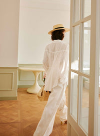 Relaxed Drawstring White Shirt_BDHL6011