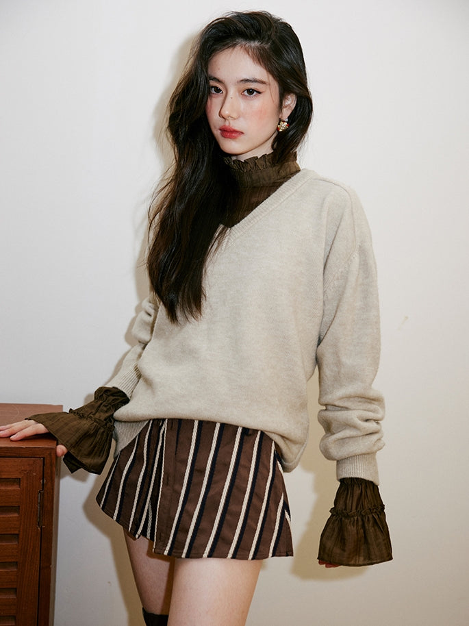 Shirt-Layer Style Striped Shorts_BDHL6753
