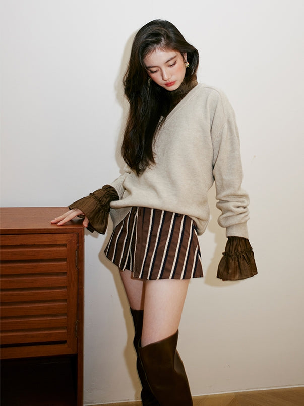 Shirt-Layer Style Striped Shorts_BDHL6753