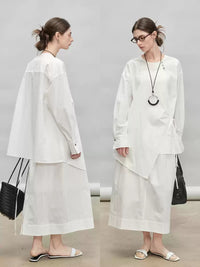 Asymmetric Shirt Or Straight Tube Skirt_BDHL7277