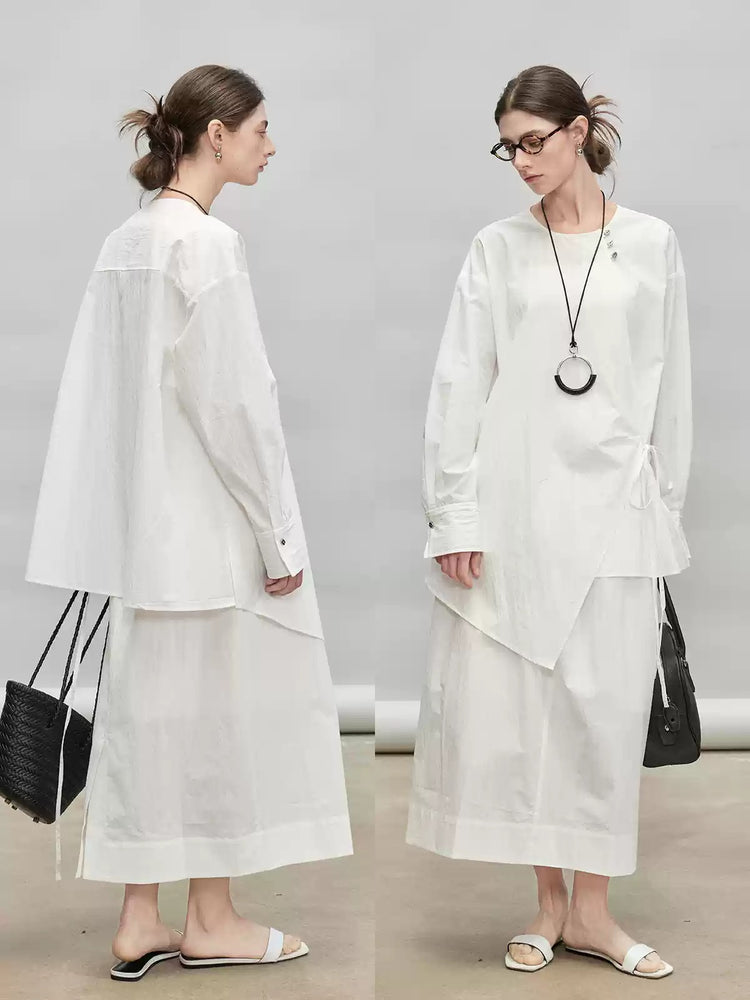 Asymmetric Shirt Or Straight Tube Skirt_BDHL7277