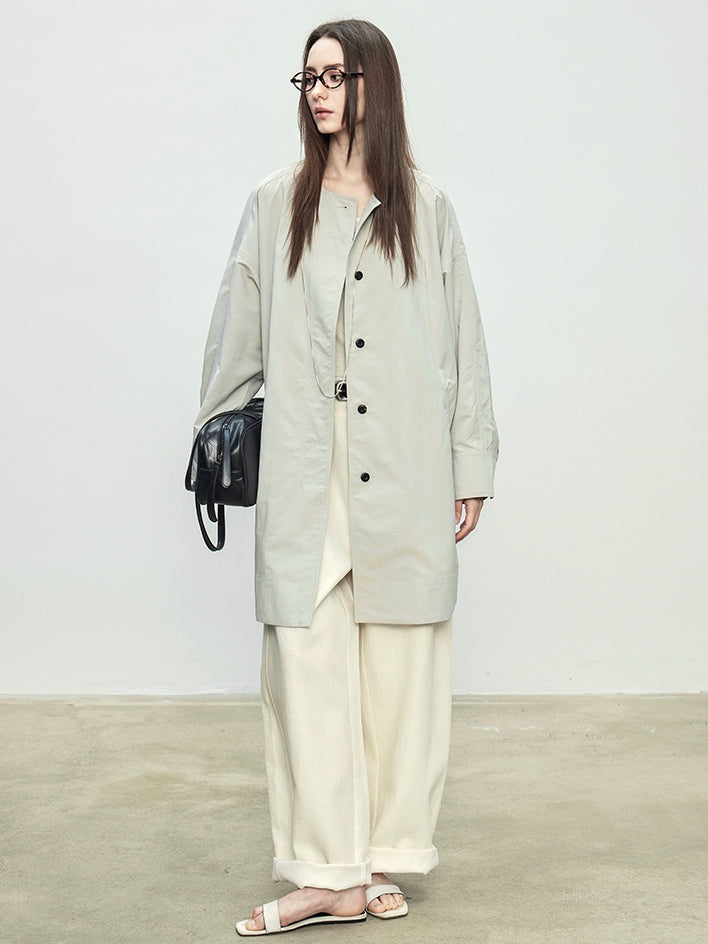 Collarless Long Windbreaker_BDHL7102