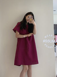 Short Sleeve Midi Length Dress_BDHL6274