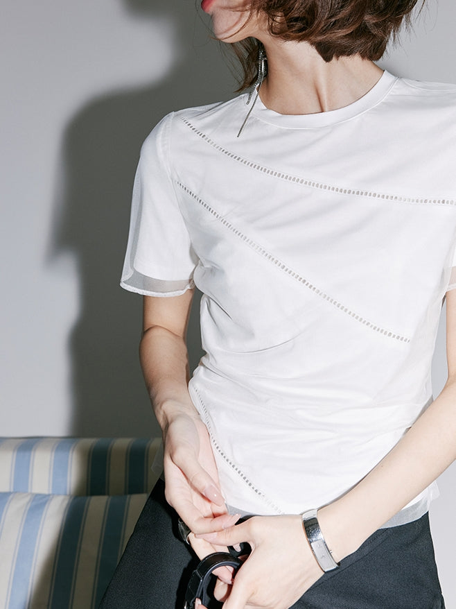 Hollow Mesh Faux-Style T-Shirt_BDHL7539